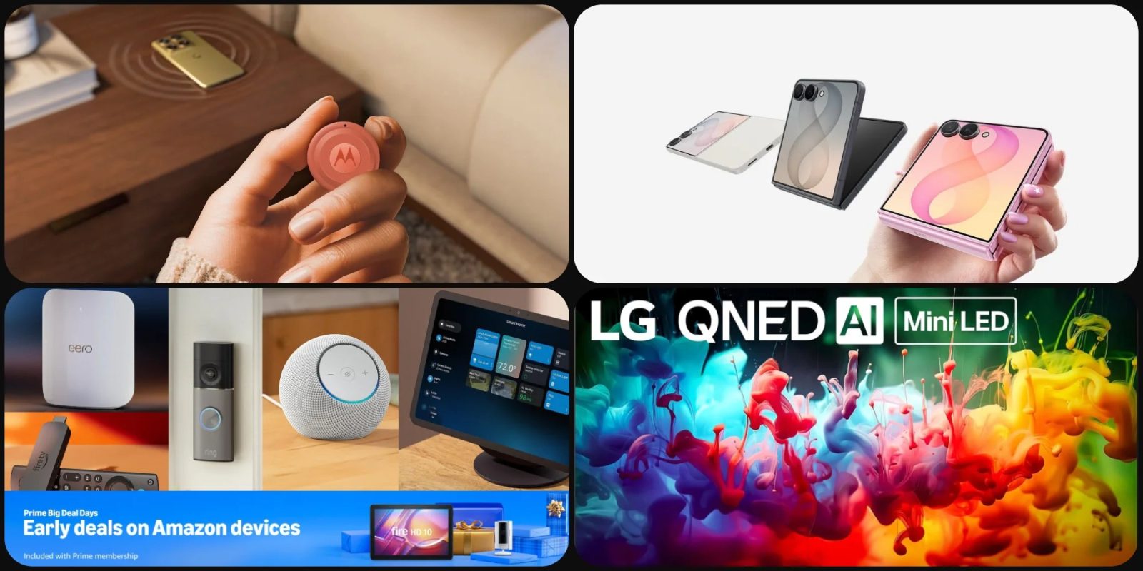 Offerte moto tag 2 find hub da 17,50 dollari, galaxy z flip 8 fino a 375 dollari di sconto, tv lg e altro